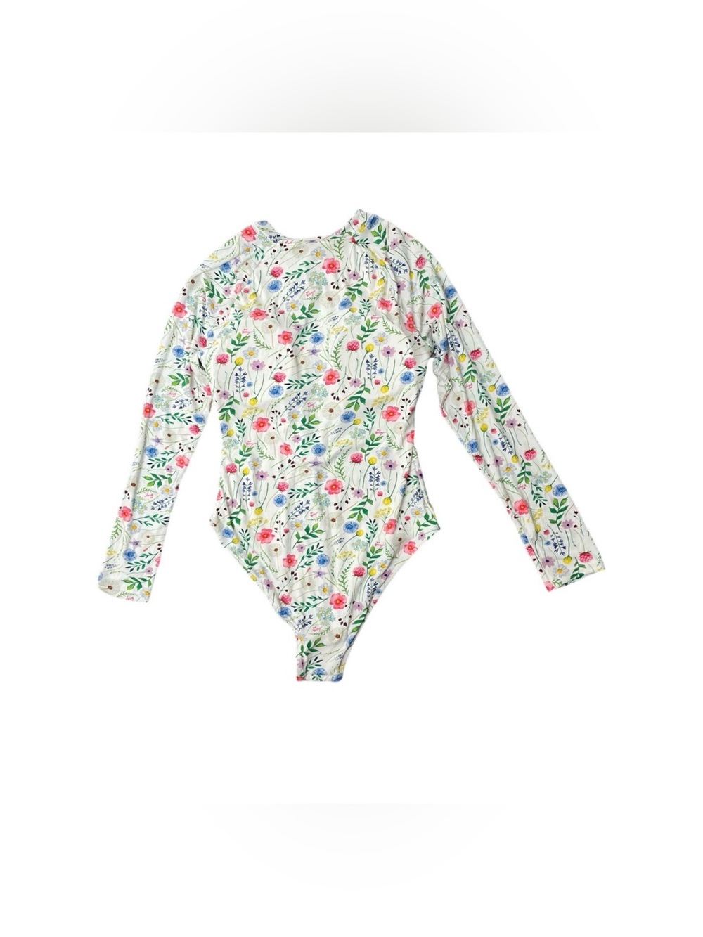 Betsey Johnson Floral Long Sleeve Rash Guard One Piece Swimsuit Large - Picture 2 of 5